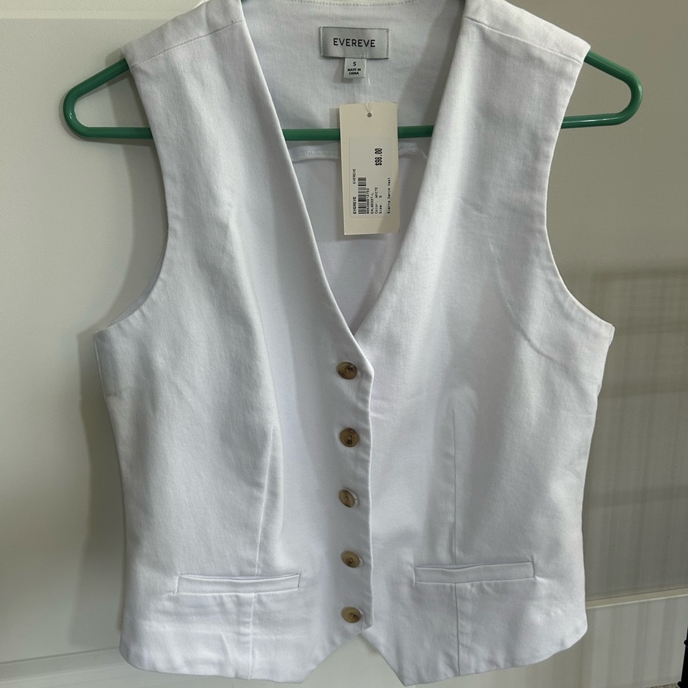 White Button-Up Vest by Evereve